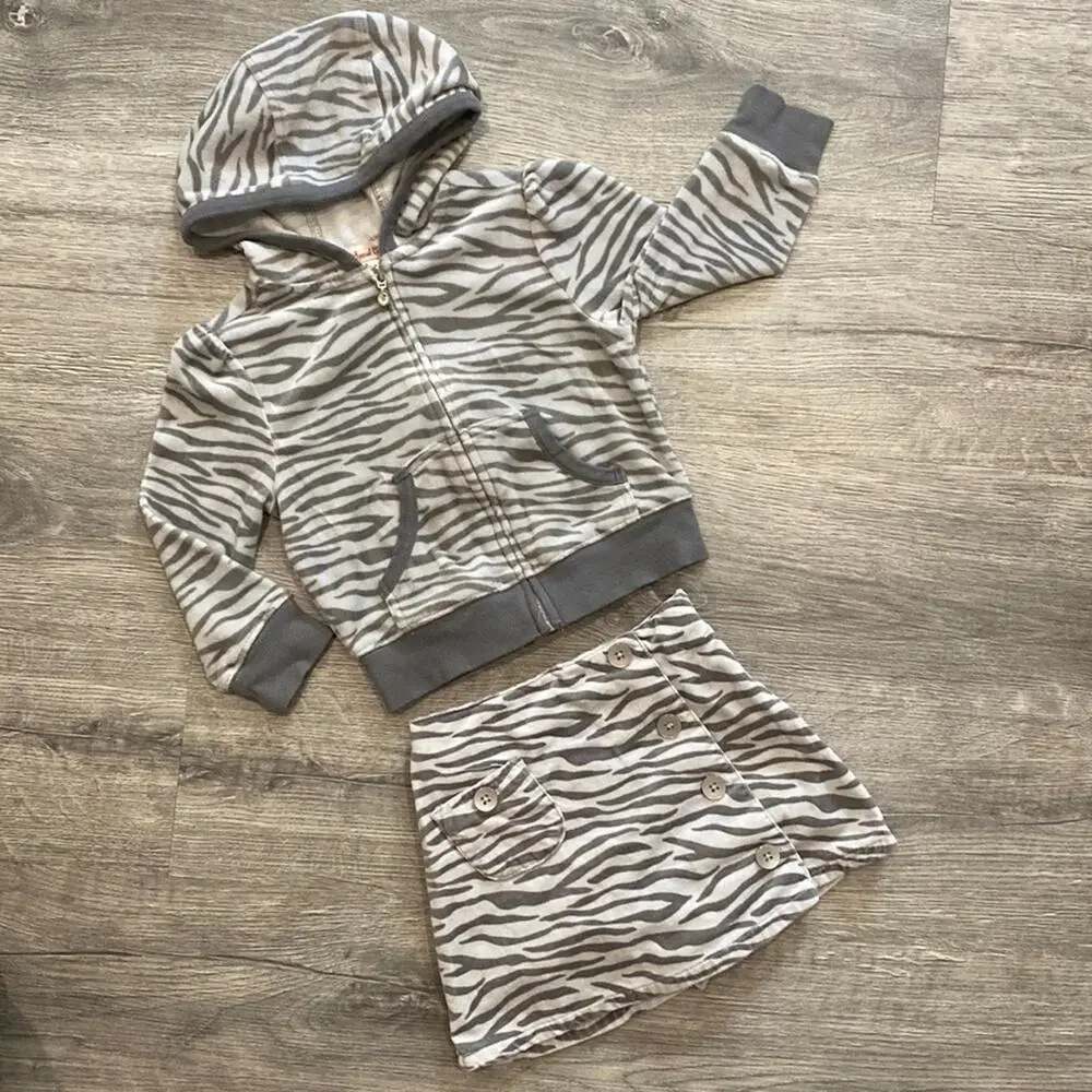 Gymboree Gray Velour Sweat Jacket and Skirt Size 4